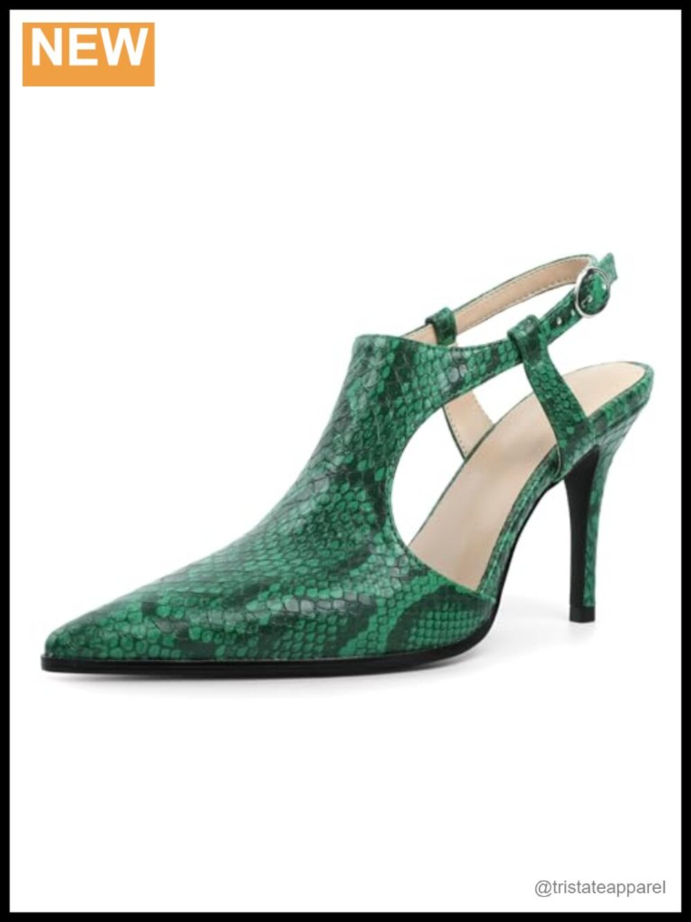 Women Slingback Heels 3.5 Inches Pointed Toe Stiletto Pumps Ankle Strap